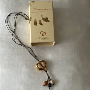 Heart Pendant Necklace with Gold and Black Accents